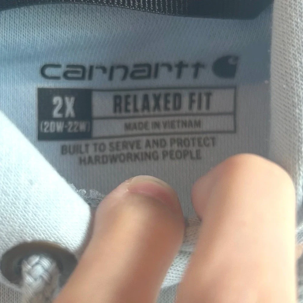 Carhartt Hoodie Women 2X Baby Blue Relaxed Fit Logo Arm Graphic Pullover FLAW